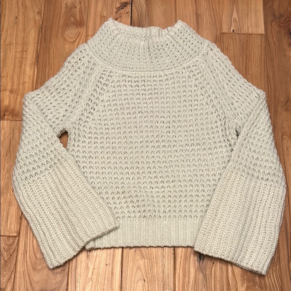 Anthropologie Cream Chunky Knit Turtleneck Sweater